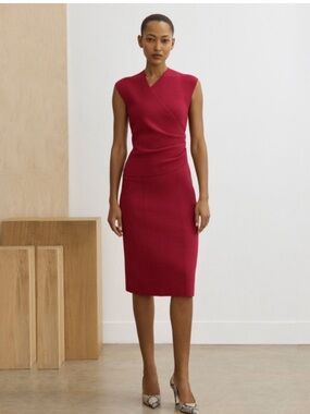 The Fold Sculpt Knit Valerio Wrap Sheath Dress  - Size 8
